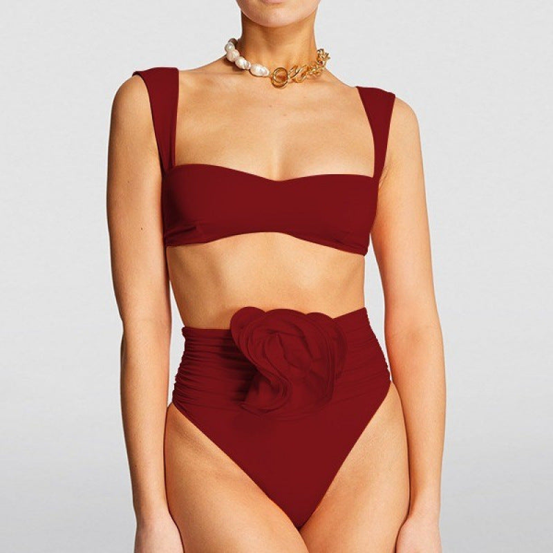 Damen Hochgeschnittener Bikini mit raffiniertem Rüschendetail R&B