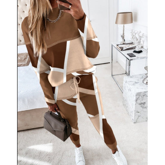 Damen trendy Sweatanzug mit grafischem Muster R&B