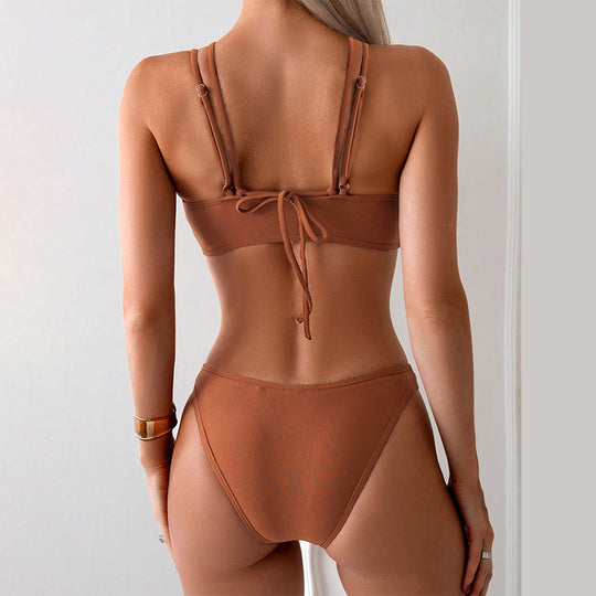 Damen Triangel-Bikini mit Knotendetail und raffiniertem Ausschnitt R&B