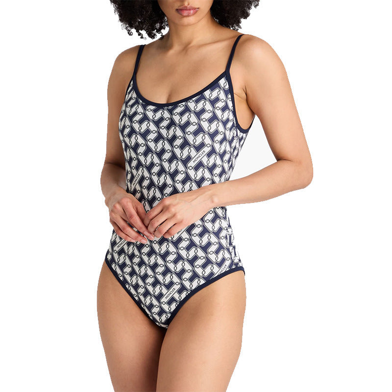 Damen Einteiliger Badeanzug mit modernem geometrischen Design R&B