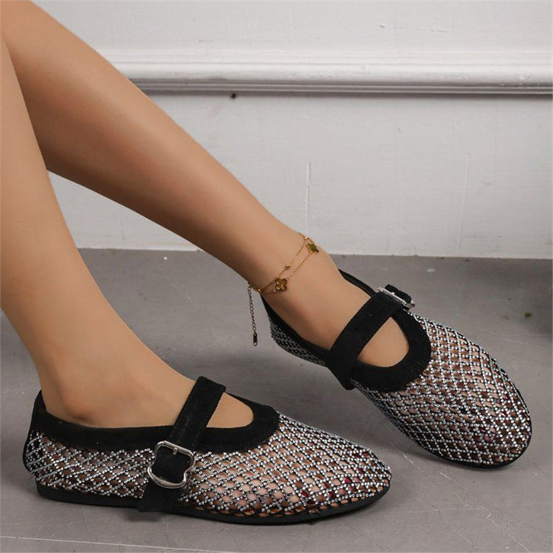 Damen modische Netz-Mary-Jane-Schuhe mit eleganter Schnalle R&B