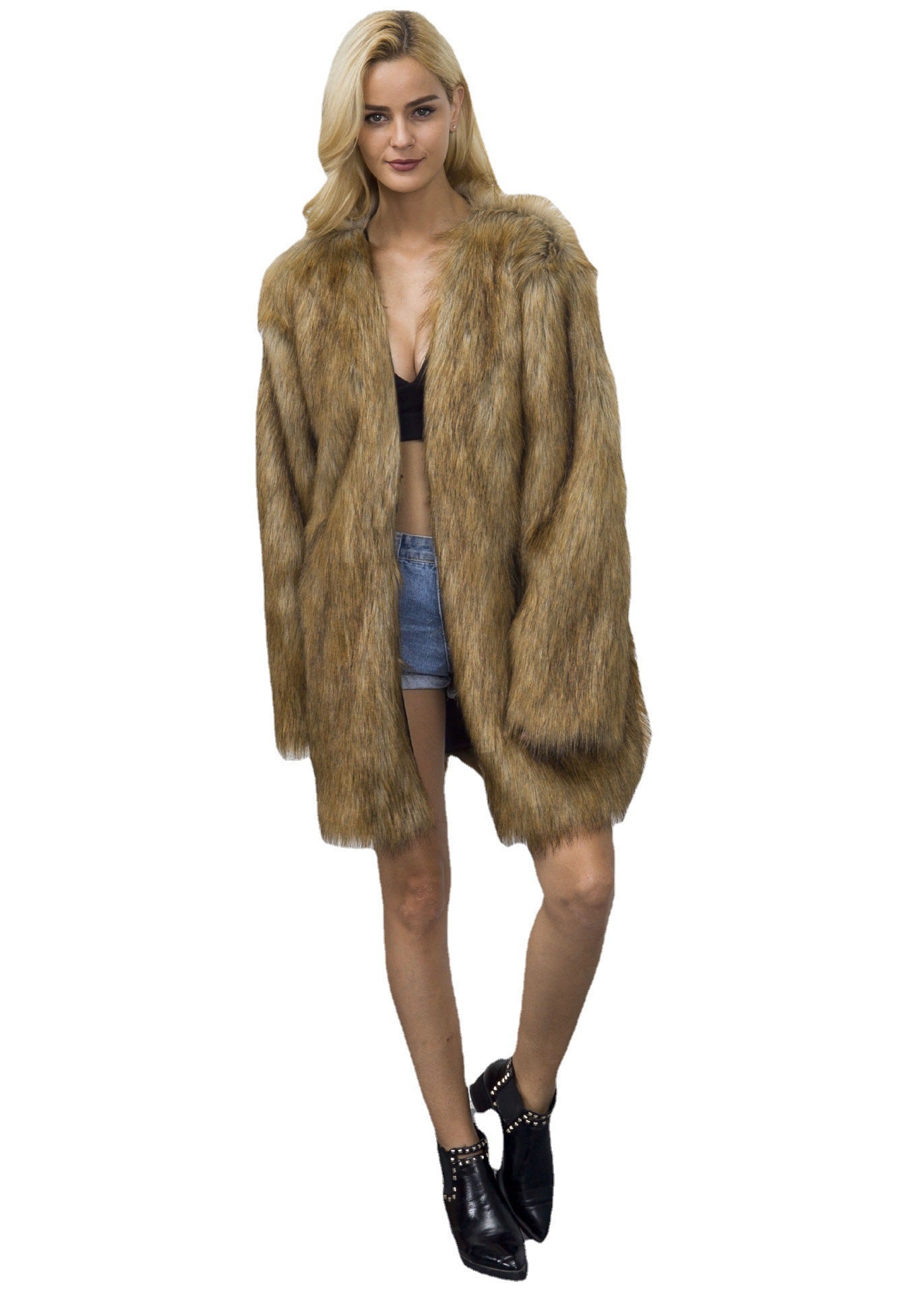 Damen Luxuriöse Design-Winterjacke aus Kunstfell im modischen Oversized-Schnitt R&B
