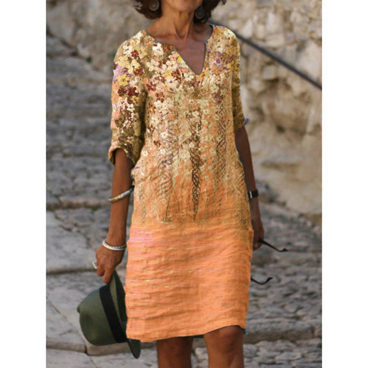 Damen Freizeitkleid mit elegantem Stickdesign und lockerem Schnitt Heidi-Mode
