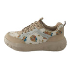 Damen nan modische Plateau-Sneaker mit floralem Canvasmuster und Velourslederbesatz R&B