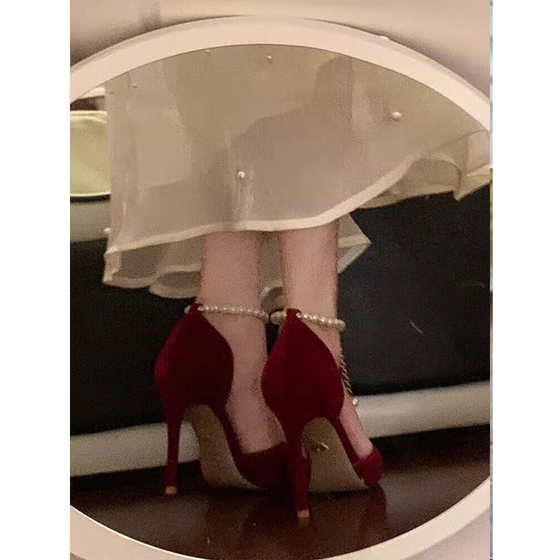 Damen elegante Pumps mit schimmerndem Riemchen R&B
