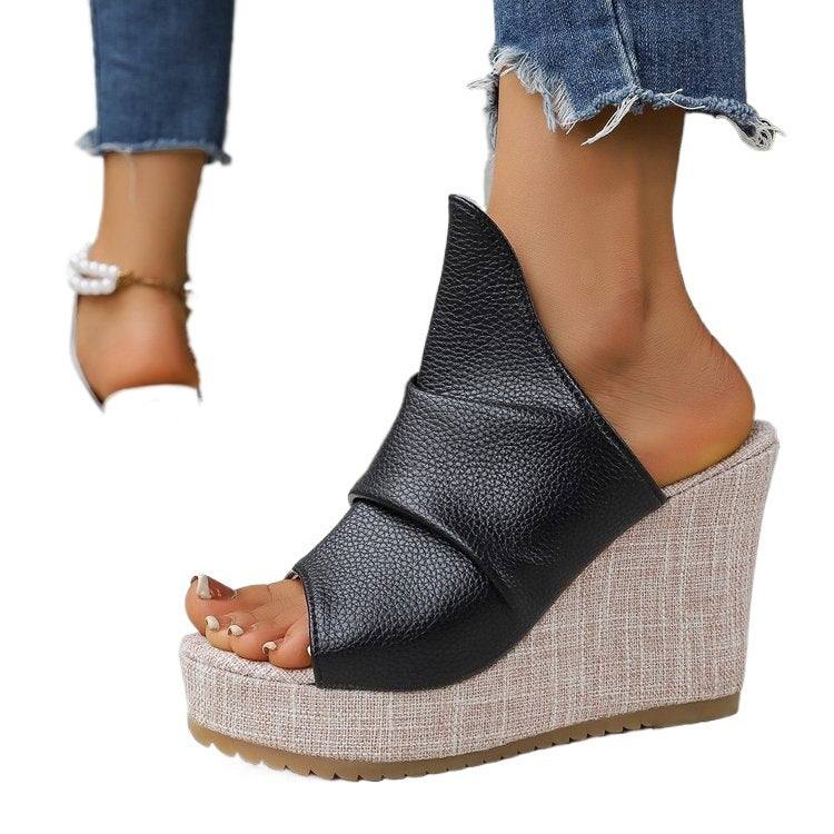 Damen Wedge-Sandaletten mit gefalteten Riemen R&B