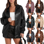 Damen lässige Oversize-Jacke mit elastischen Bündchen und praktischen Taschen R&B