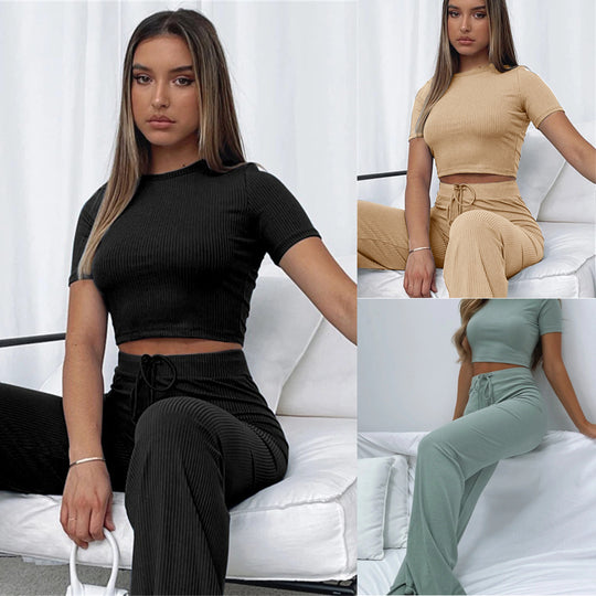 Damen Kurzarm Crop-Top R&B