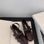 Damen elegante Ballerinas mit modischen Riemchen und verstellbaren Schnallen R&B