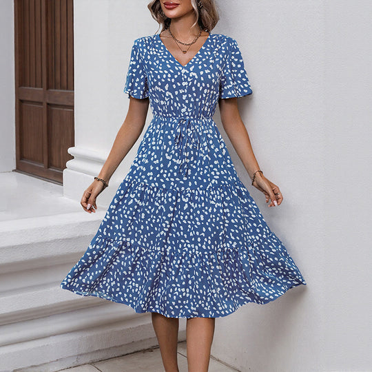Damen Midikleid mit verspieltem Rüschendesign und taillierter Taille R&B