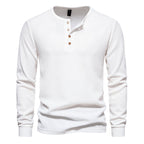 Herren Langarm-Henley-Shirt mit strukturiertem Oberflächenmuster und praktischen Knopfdetails