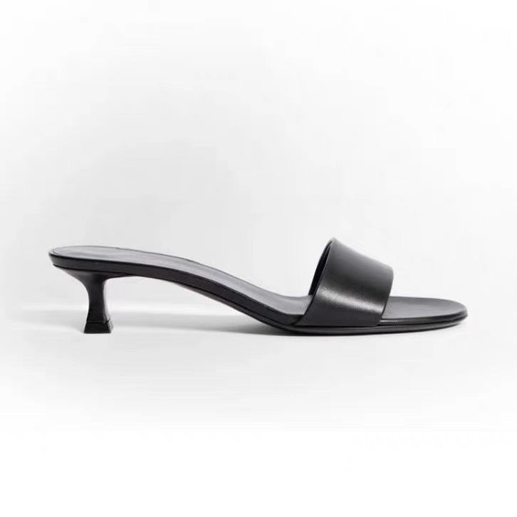 Damen elegante Slides mit breitem Satin-Riemen und komfortablem Fußbett R&B