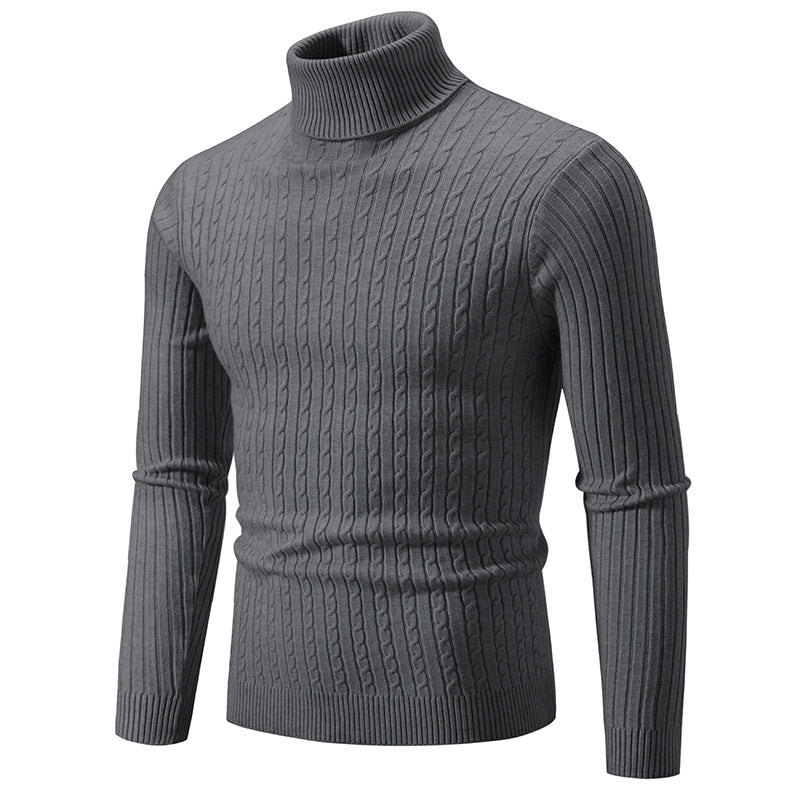 Herren Rollkragenpullover mit strukturiertem Zopfmuster R&B