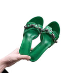 Damen elegante Plateau-Mules mit modischen Schnallen R&B