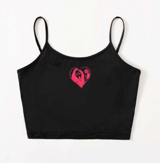 Damen Crop-Top mit kreativem Herz-Design R&B