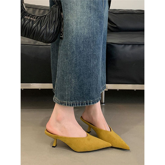 Damen elegante Mules mit spitzem Design R&B