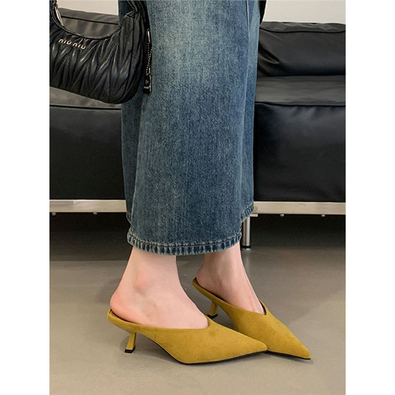 Damen elegante Mules mit spitzem Design R&B