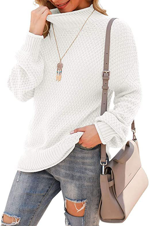 Damen Pullover mit hohem Kragen und strukturiertem Strickmuster R&B