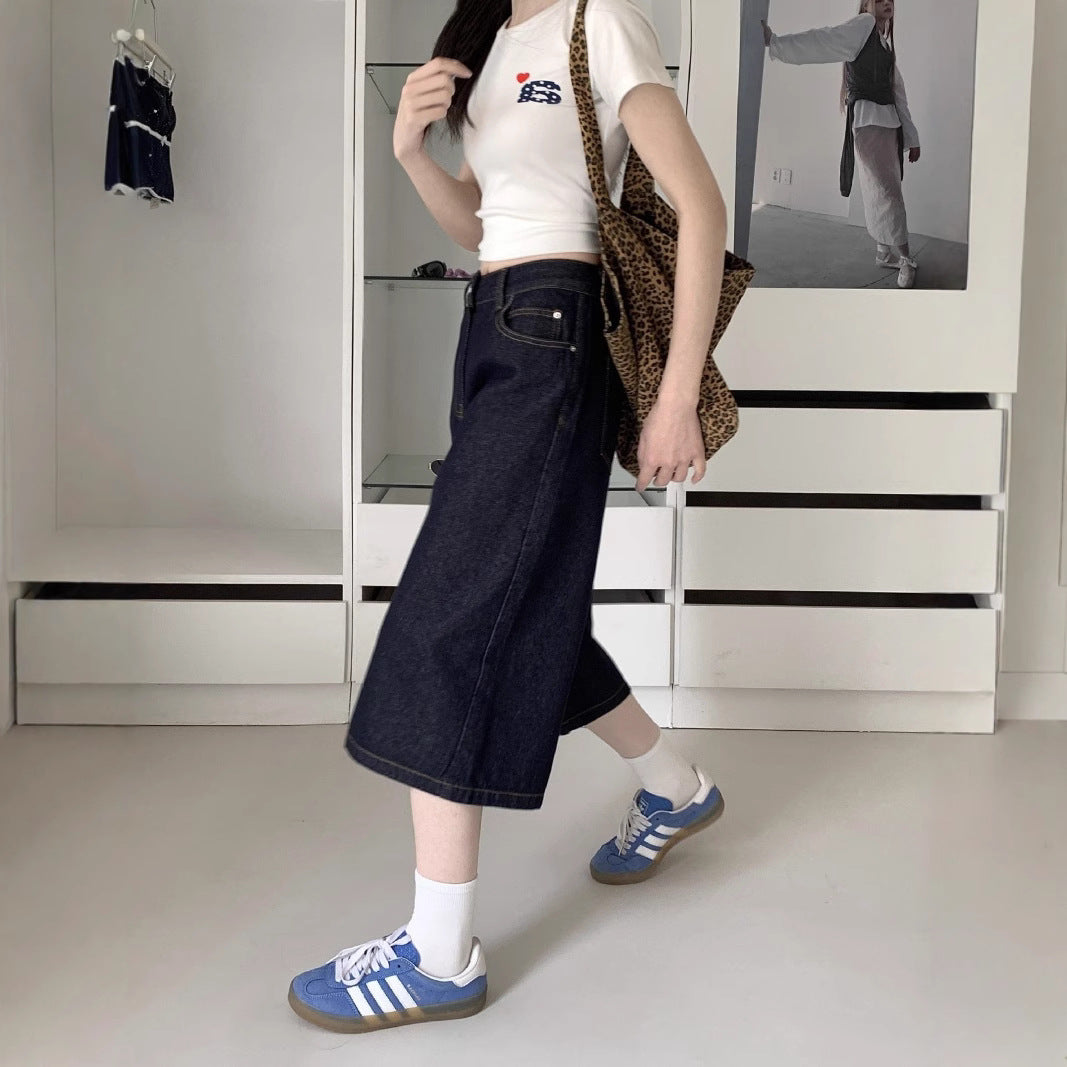 Damen Weite Denim-Culotte mit modischem Schnitt R&B