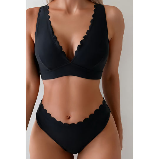 Damen Bikini mit dezentem Wellenmuster R&B
