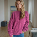 Damen Grobstrickpullover mit romantischem Zopfmuster und weit geschnittenen Ärmeln R&B