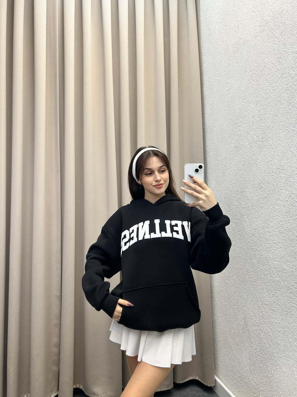 Damen Hoodie mit großem Logo und Kängurutasche R&B