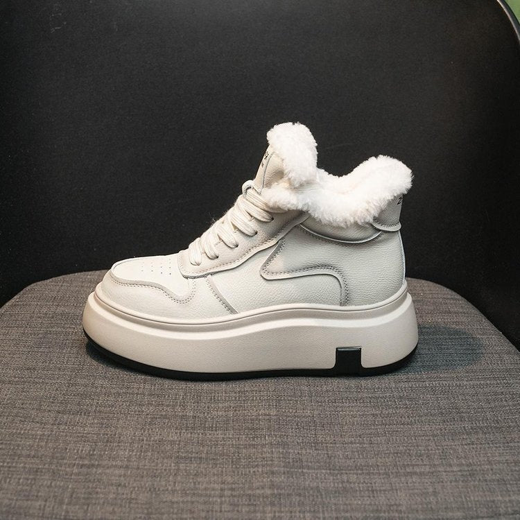 Damen High-Top Sneakers mit kuscheligem Fellrand und dämpfender Sohle