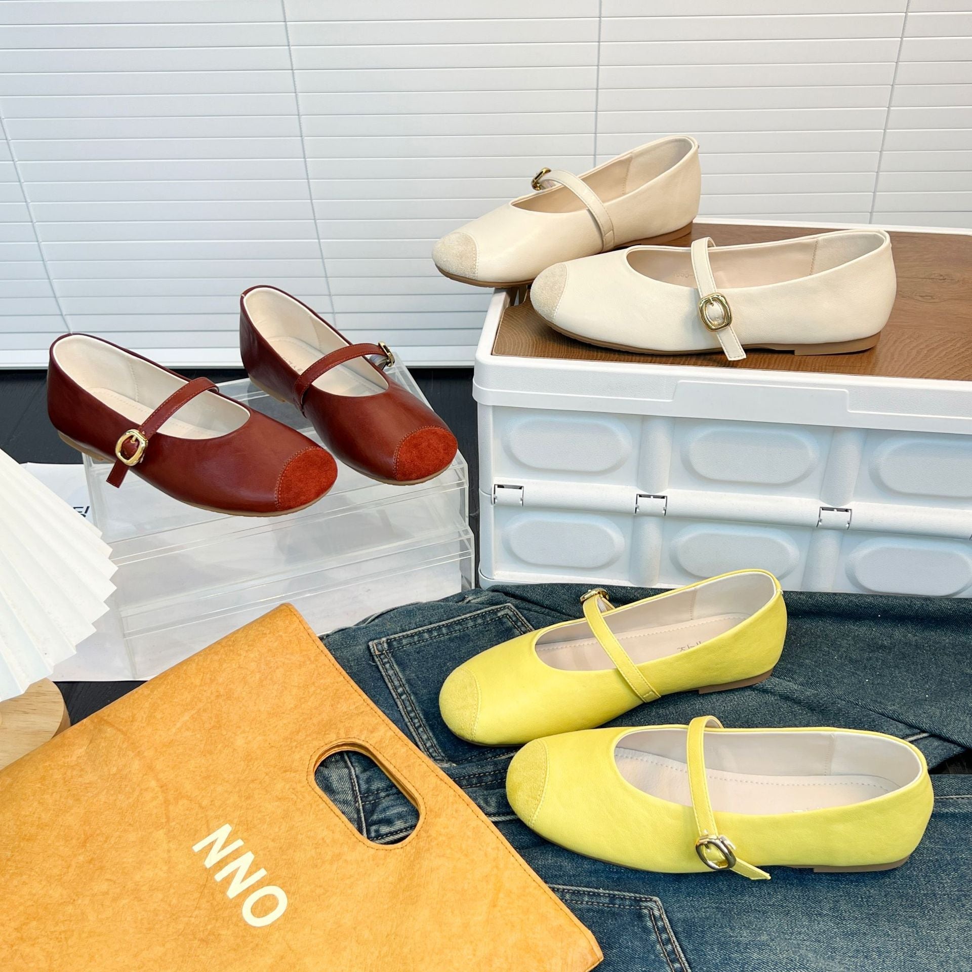Damen elegante Ballerinas mit dekorativem Riemen und edler Schnallenverzierung R&B