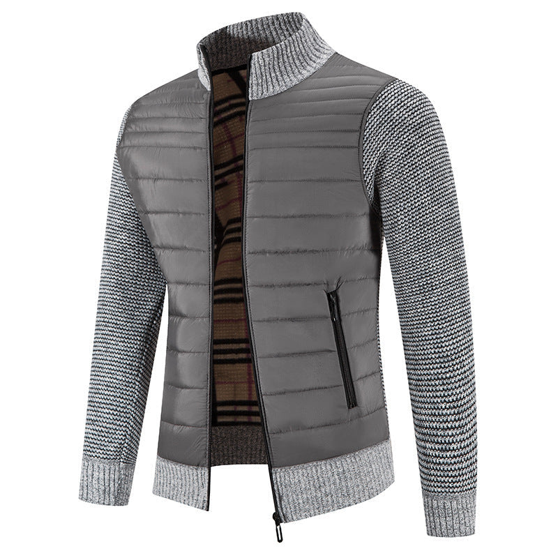 Herren Steppjacke mit modernem Strickärmeln und hohem Kragen R&B