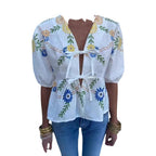 Damen luftige und elegante Bluse mit floralem Muster R&B