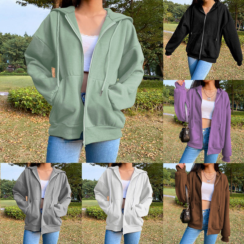 Damen Freizeit Übergroße Zip-Up Hoodie R&B