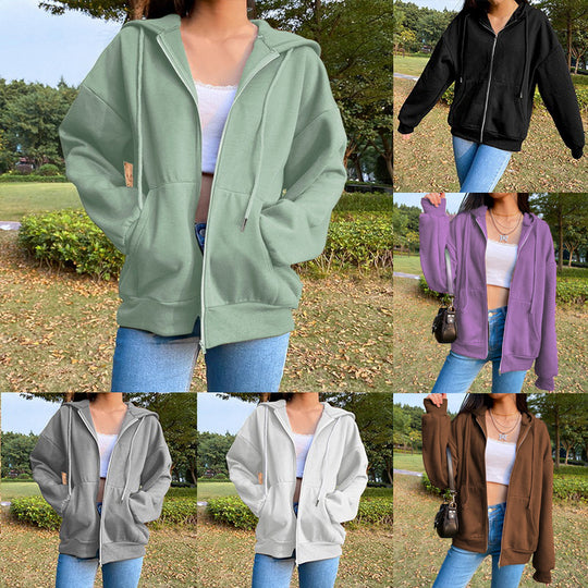 Damen Freizeit Übergroße Zip-Up Hoodie R&B