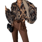 Damen Bluse mit floralem Druck und Glockenärmeln