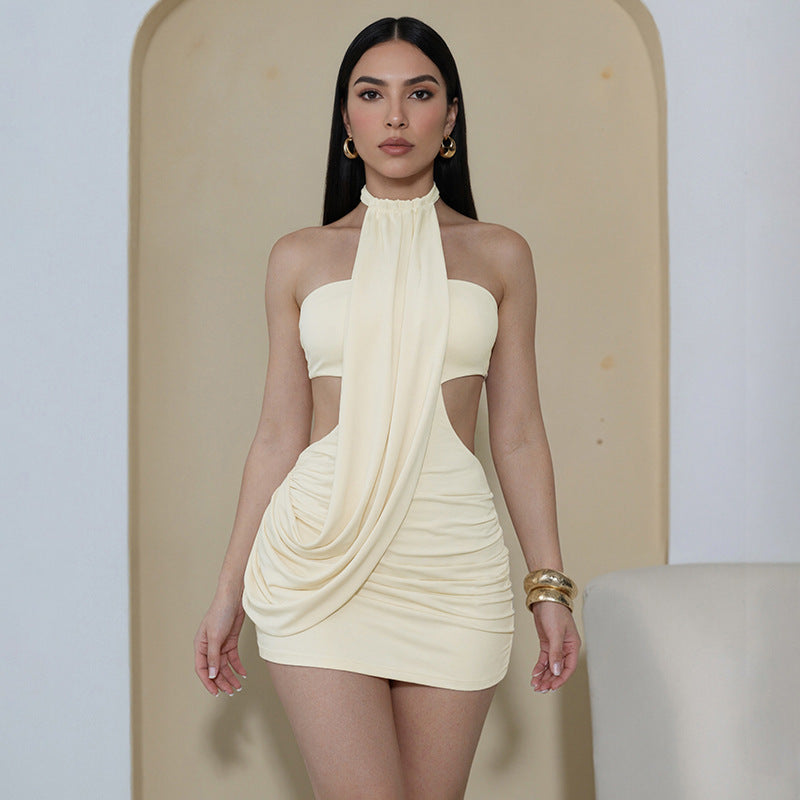 Damen Mini-Kleid mit trendigem Wickeldesign und eleganten Drapierungen R&B