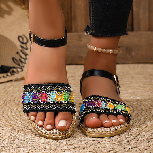 Damen Sommerliche Sandalen mit kunstvollem Perlen-Design R&B