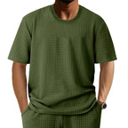Herren lässiges Rundhals-T-Shirt mit strukturiertem Gewe