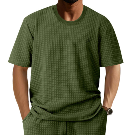 Herren lässiges Rundhals-T-Shirt mit strukturiertem Gewebe R&B