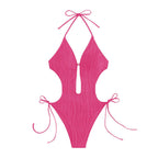 Damen Einteiler Badeanzug mit modischem Cut-Out und elastischem Wickeldetail R&B