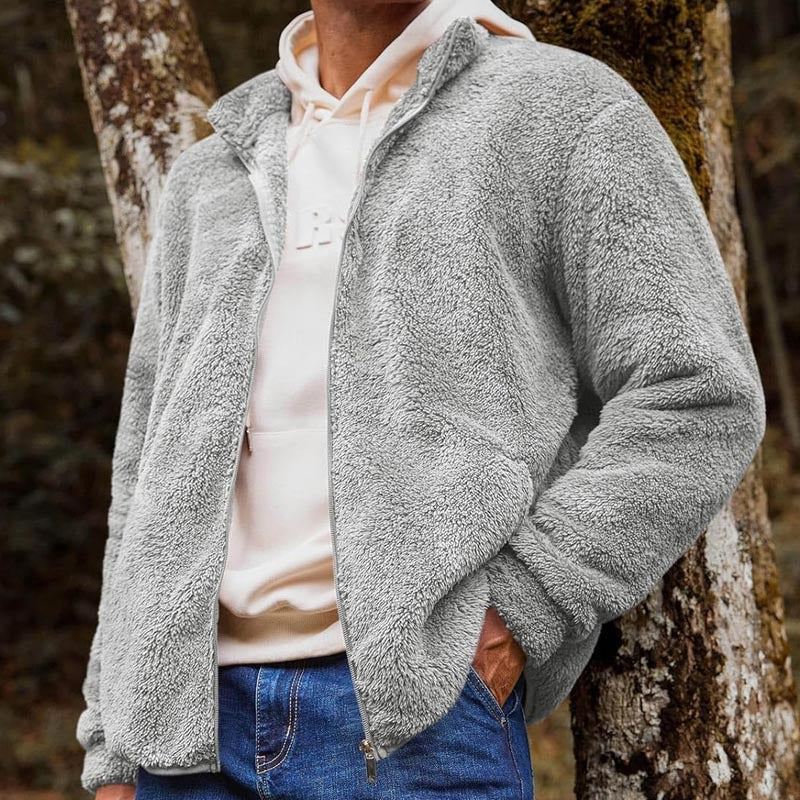 Herren Fleecejacke mit hohem Kragen und praktischen Taschen
