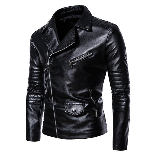 Herren stylische Bikerjacke mit asymmetrischem Reißverschluss und praktischen Taschen R&B