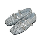 Damen Ballerina-Schuhe mit dekorativem Netzdesign und komfortablem Riemen