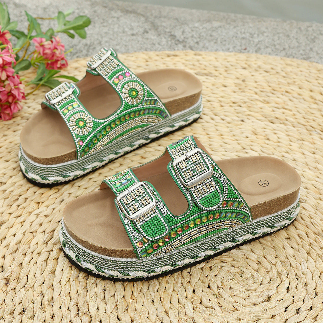 Damen Geschlossene Riemchensandalen mit eleganter Kristallverzierung R&B