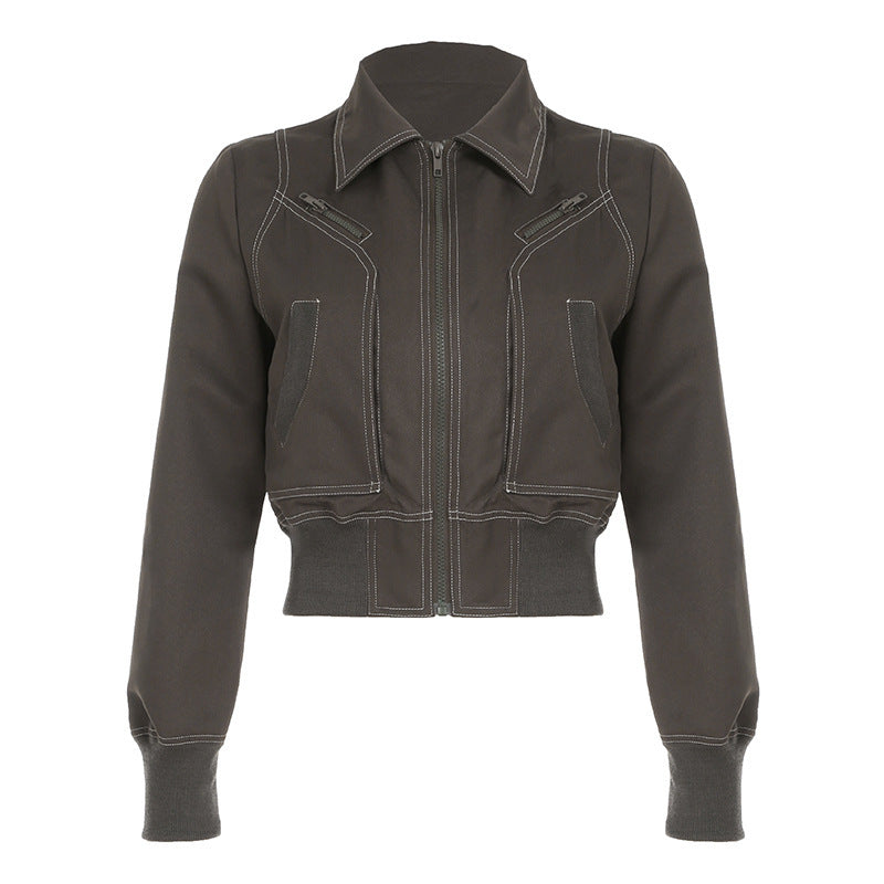 Damen cropped Jacke mit Reißverschluss und praktischen Taschen R&B