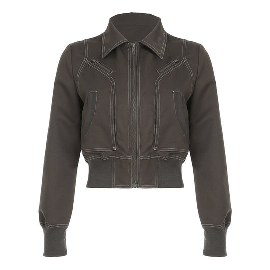 Damen cropped Jacke mit Reißverschluss und praktischen Taschen R&B