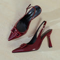 Damen Slingback-Pumps mit elegantem Verstellriemen und modischem Glanz