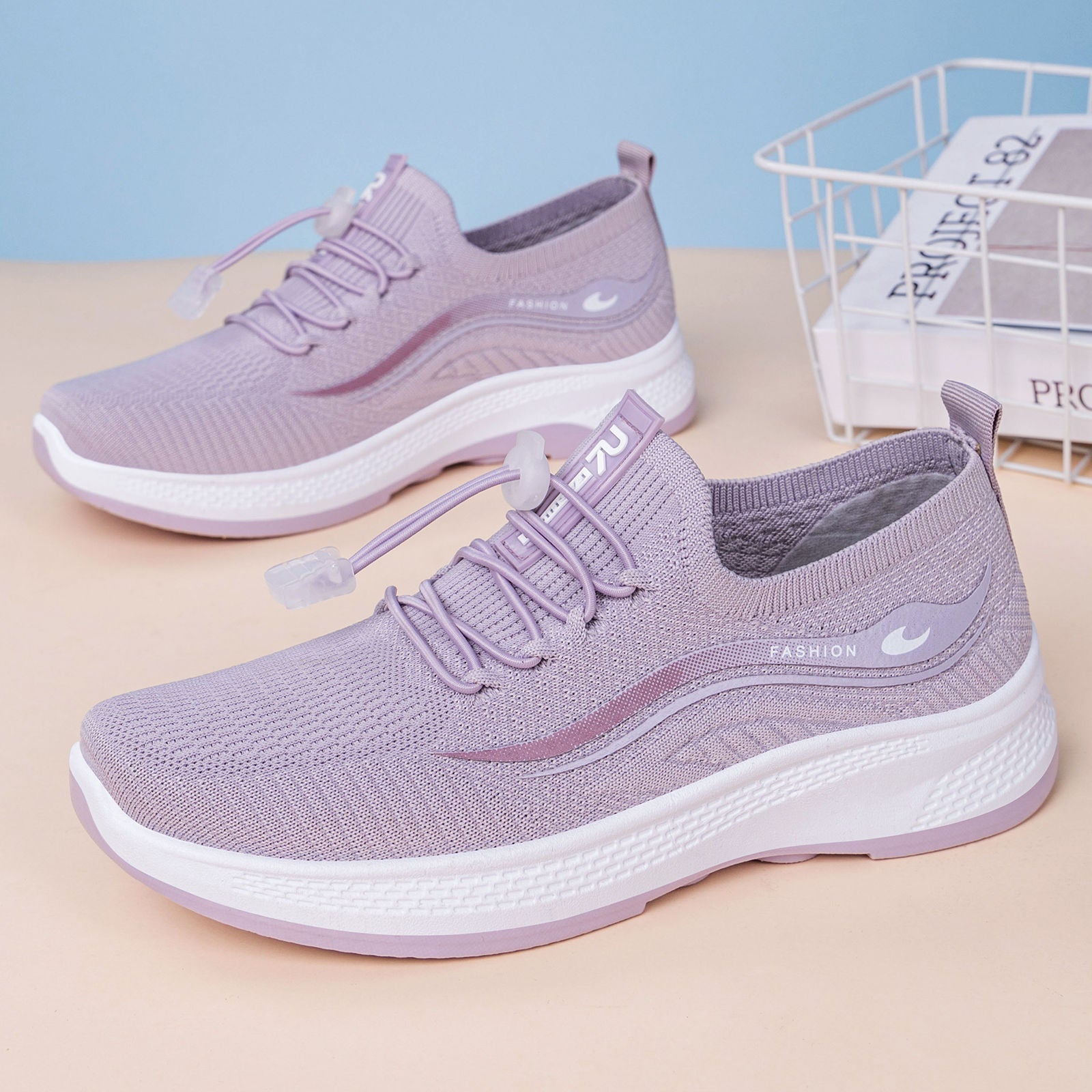 Damen Sportliche Freizeit-Sneaker mit elastischem Schnellschnürsystem und atmungsaktivem Obermaterial R&B