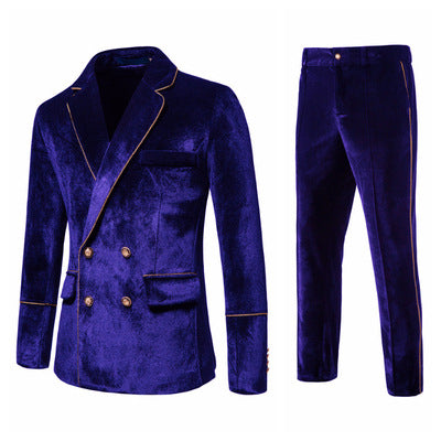 Herren Samtanzug mit goldenen Details und klassischem Revers R&B
