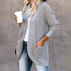 Damen Strickjacke mit tiefem V-Ausschnitt und praktischen Taschen R&B
