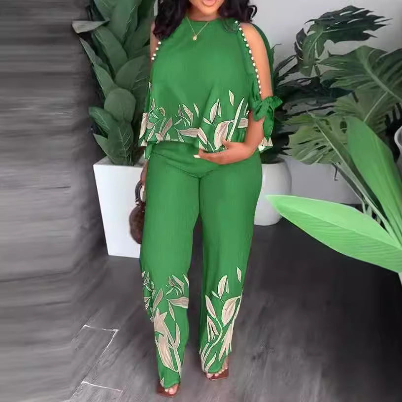 Damen Elegant gestaltetes Sommeroutfit mit floralem Design und Schulterfreiem Oberteil R&B