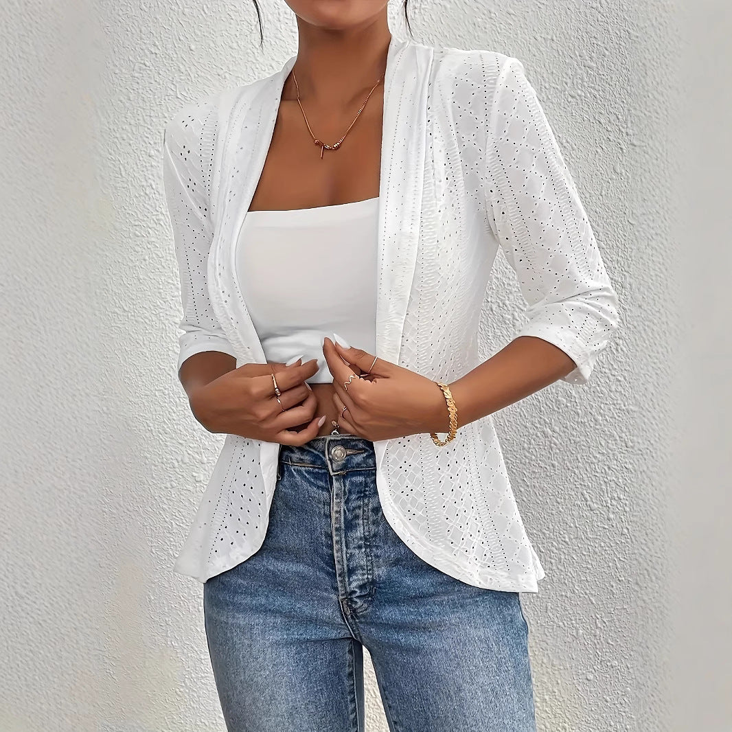 Damen Blazerjacke mit Lochmuster und lässigem Schnitt R&B